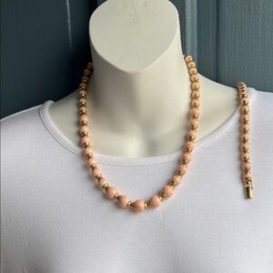 Vintage Avon Pink and Gold Beaded Bracelet & Necklace
